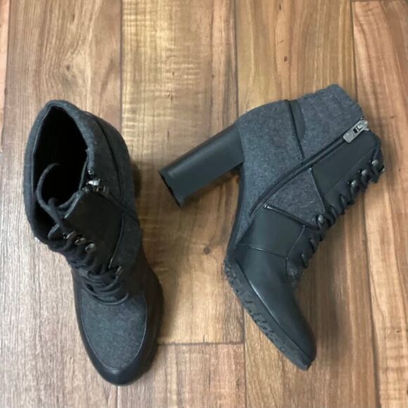 Antonio Melani Grayciee Wool Blend Block Heel Boots in Char/grey/Blk Size 9M - Picture 2 of 10